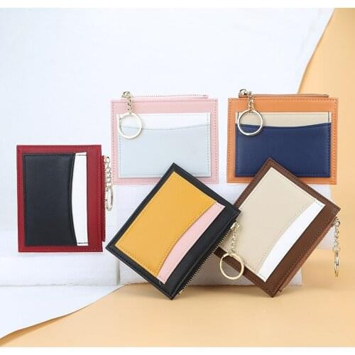 High Quality Women Wallet Card Holder Pu Leather Business Card Chain Zipper Slim Anti Protect Coin Purse Creditcard Case Pockets