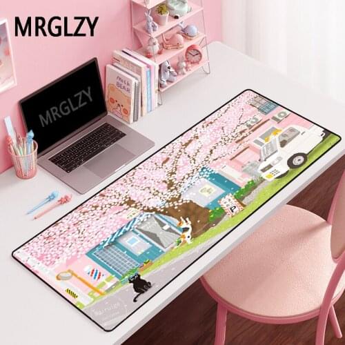 MRGLZY Multi-size Gamer Pink Cherry Blossom Cats XXL Mouse Pad Large MousePads Carpet Laptop Gaming Accessories Desk Mat for LOL