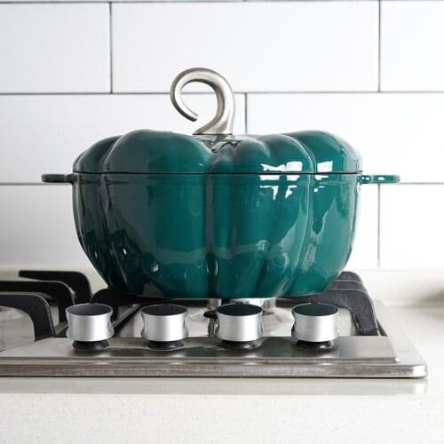 Creative pumpkin cast iron enamel stewing pot blue green soup pot stewing pot baozi rice pot household pumpkin stewing pot