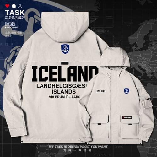 Iceland ISL Icelander Icelandic IS men jacket hooded Navy logo army fan chaquetas hombre mens Military mens autumn clothes