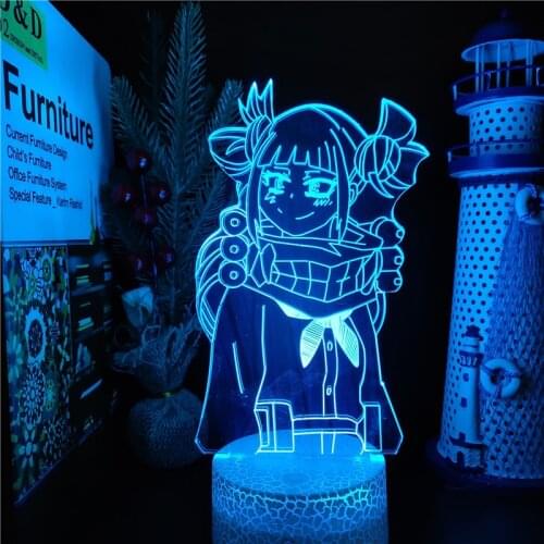 Boku no Hero Academia Himiko Toga Anime 3D Lamp Led Colors Changing Nightlights MY HERO ACADEMIA Desk Lamp Kids Girls Manga Gift