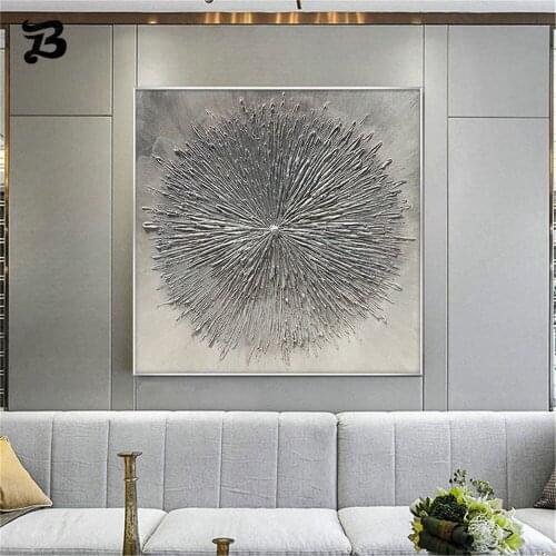 Canvas Painting Wall Artmodern Abstract Grey Hand-Painted Oil Painting Canvas Posters and Prints for Living Room Home Decoration