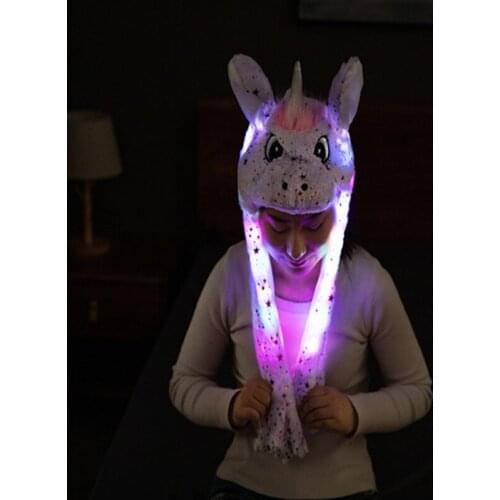 2021 New Christmas Flashing Cute Hat with Moving Ears Elk Santa Claus Hat Magic Flashing Plush Toy For Kids Holiday Toys