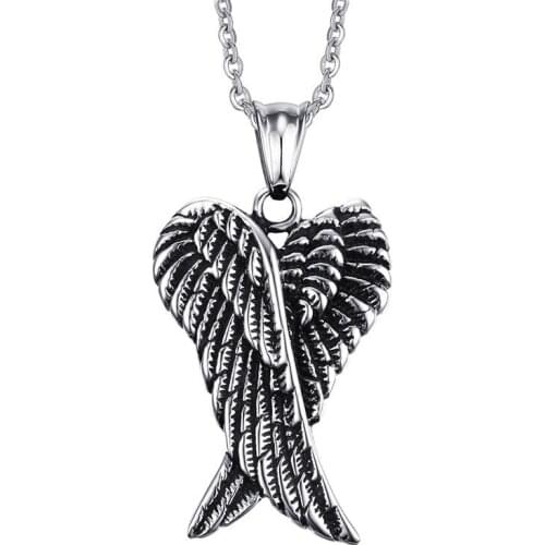 New Angel Wing Necklace Vintage stainless steel alloy mens Pendant Necklace