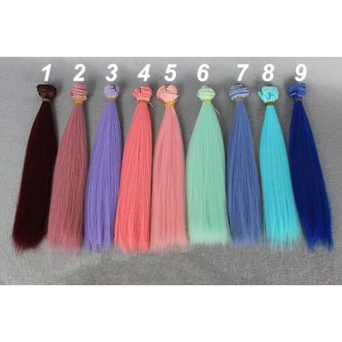 9pieces/lot Wig refires bjd hair 25cm*100CM green blue coffe orange pink color straight wig hair for 1/3 1/4 BJD diy
