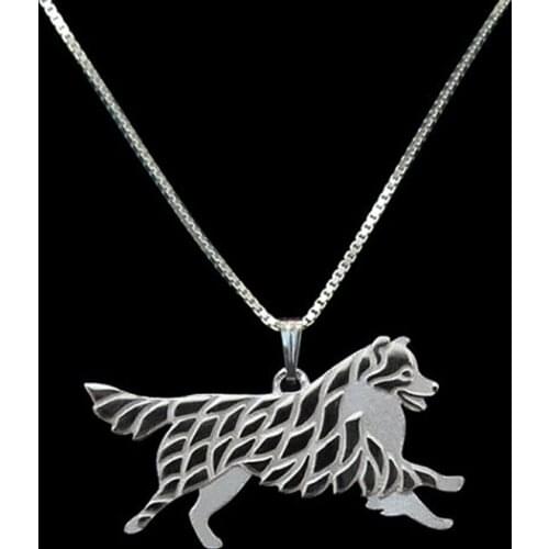 Leaping Australian Shepherd (with a tail) -plating gold and silver pendant and necklace free ship