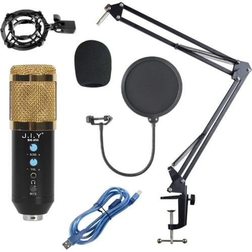 Professional Condenser USB BM858 Studio Microphone Vocal PC Recording Karaoke Microphone Set For Radio Braodcasting Mic stand