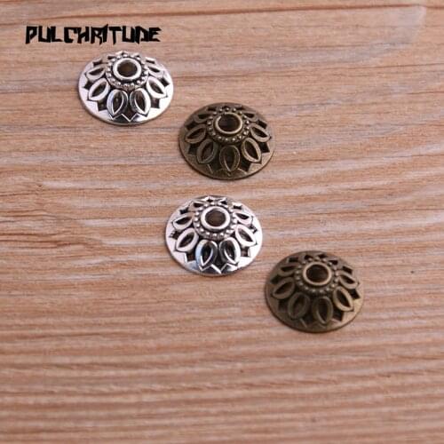 40pcs 5*14*14mm Two Color Receptacle Hollow Flower DIY Spaced Jewelry Accessories Charms For Jewelry Making