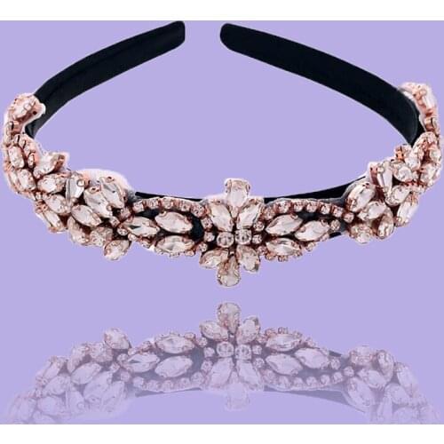 ZMS429-FG Luxury rose gold rhinestone headband wedding accessories bridal tiara headpieces diamond Bride Headdress hair band
