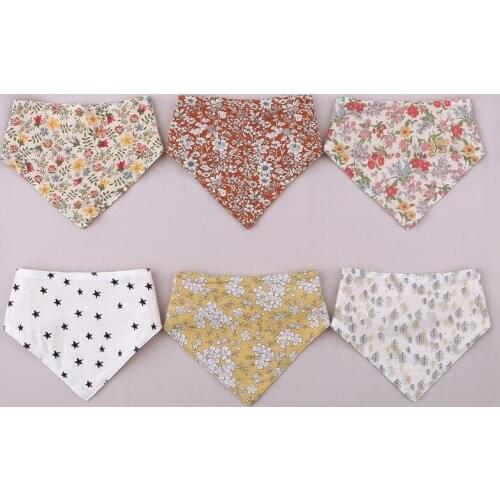 Baby Feeding Drool Bib Double Sided Snap Button Saliva Towel Soft Cotton Triangle Burp Cloth for Newborn Toddler