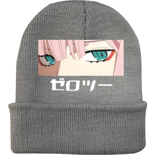 Unisex DARLING in the FRANKXX HIRO 02 ICHIGO Hip Hop Keep Warm Knitted Masked Hat Brimless Pullover Cap Headgear Helmet
