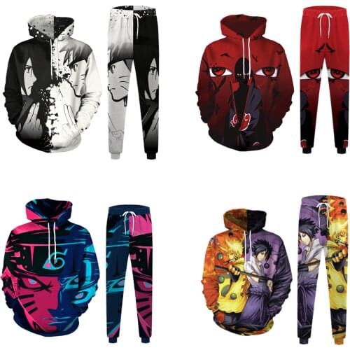 Anime Hoodie Sweatshirt Sharingan Uzumaki Uchiha Sasuke Akatsuki Cosplay Costumes Hoodies Pullover Sweatshirts Pants