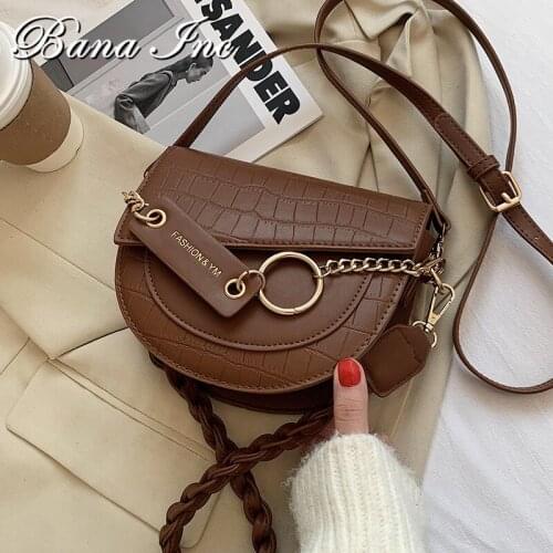 Vintage Messenger Bag for Women Crocodile Pattern Saddle Bag New High Quality PU Leather Womens Designer Handbag Shoulder