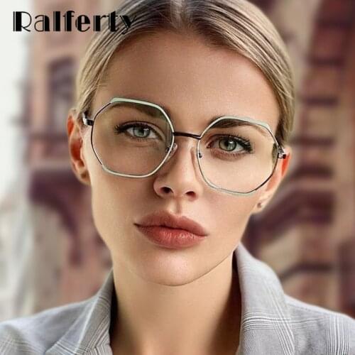 Ralferty 2021 Decorative Polygon Womens Glasses Anti Blue Light Myopia Optic Eyewear Frame armacao de oculos de grau feminino