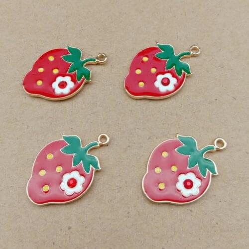 10pcs 12x38mm Fruit Strawberry Earring Female Lovely Girl Simulation Red Strawberry For Women Fine Jewelry Accessies
