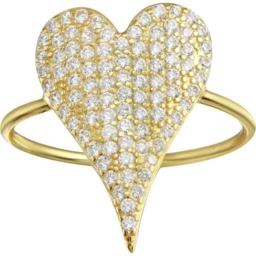 Micro Pave CZ Heart Charm Women Ring Fashion High Quality Valentines Day Gift For Girlfriend