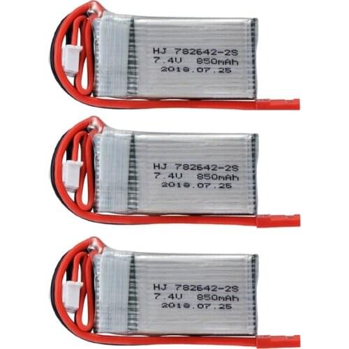 1/2/3/5PCS 7.4V 850MAH 782642 lithium battery for RC Quadcopter Helicopter Spare Parts for 7.4v drone battery
