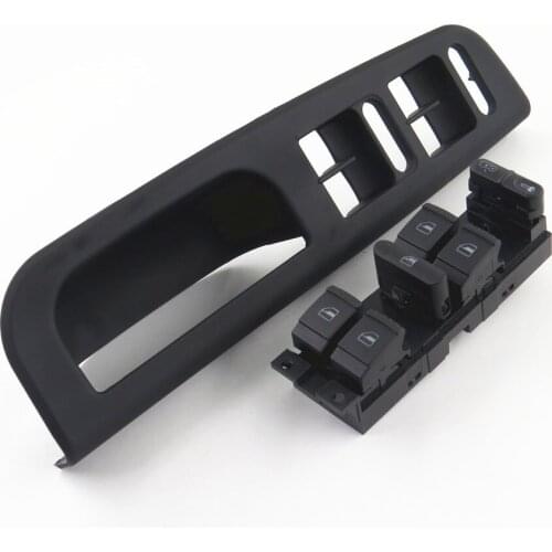 1 Set of Black Window Glass Master Control Switch Button& Frame Panel for VW Passat B5 Jetta Golf Bora MK4 1J4959857D 3B1867171