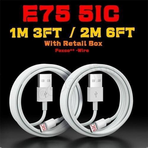 10Pcs/lot 1M 3FT 2M 6FT E75 Chip 5IC Usb Data Sync Charger Cable For I 5 6 7 8 X XR XS Max With Retail Box