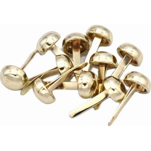 100pcs Light gold Round Dome Purse Feet 8mm Handbag Nailheads Round Dome studs,leather purse feet,bag cone feet