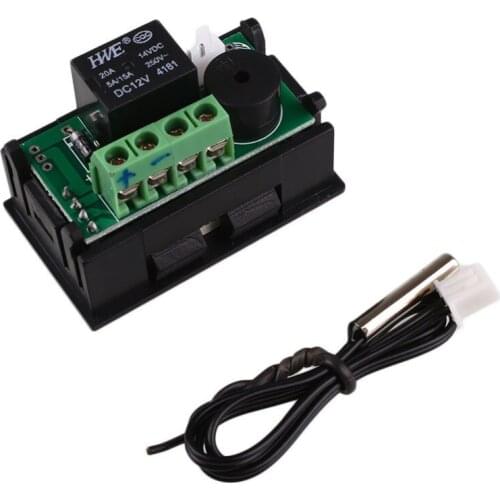 2pcs/lot 12VDC 20A Temperature Control Thermostat DIY Mini Digital Thermostat Regulator with Sensor