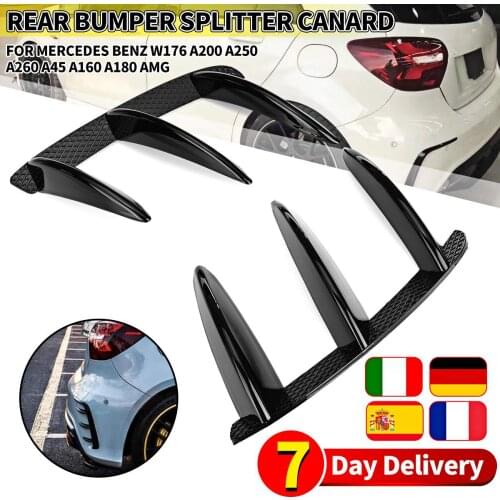 2PCS W176 Splitter Rear Bumper Canards Spoiler For Mercedes for Benz W176 A200 A250 A260 A45 for AMG Package ABS Black