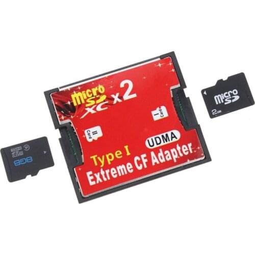2021Hight Quality Red Dual Slot Micro SD SDHC SDXC TF to CF Adapter MicroSD to Extreme Compact Flash Type I Card Converter