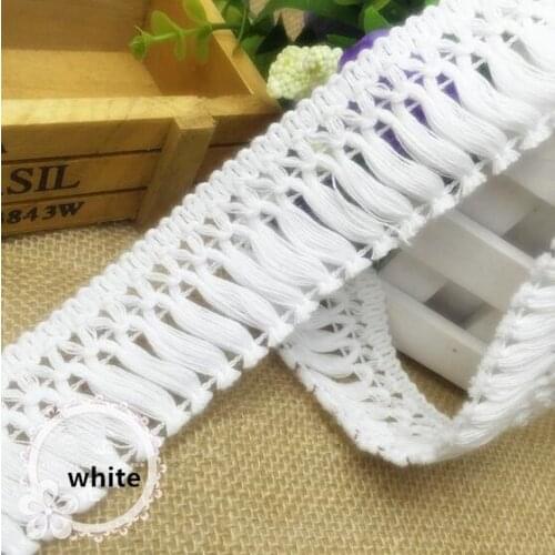 25Yards/lot Free Shipping white Cotton Fringe Venice Taseel Lace Sewing Trims Craft Curtain Scarves Accessories 4cm