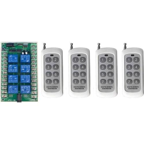500m DC 12V 24V 8CH 8 CH Wireless Remote Control LED Light Switch Relay Output Radio RF Transmitter And 315/433 MHz Receiver