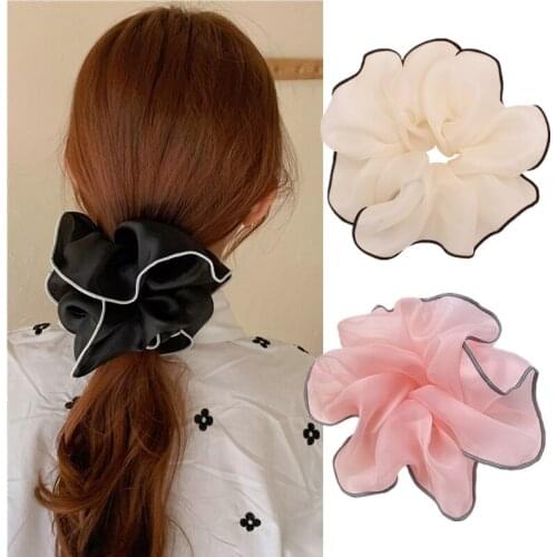 Oversize Organza Large Scrunchies Black Cream Pink Big Hair Elastics Hair Ties Women Accessories