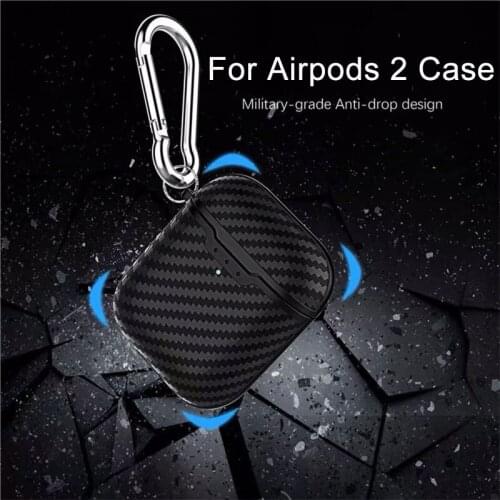 Luxury Carbon Fiber Texture Case For Airpods 2 Headphone Protective Cover For Apple Air Pods 2 Bluetooth Wireless Earphone Box