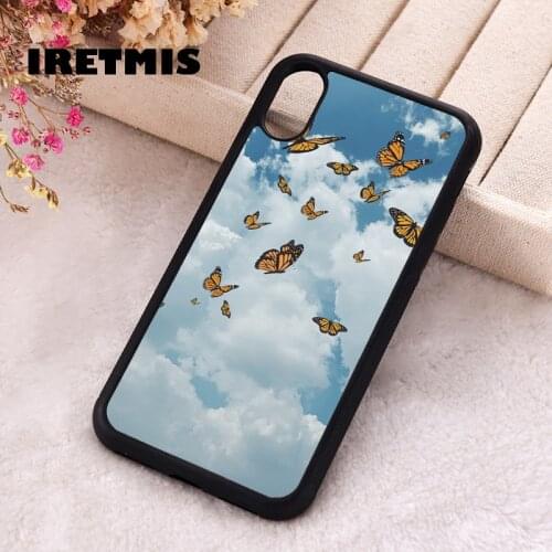Iretmis 5 5S SE 2020 Phone Cover Case for iPhone 6 6S 7 8 Plus X Xs XR 11 12 Mini Pro Max Monarch butterflies flying in the sky
