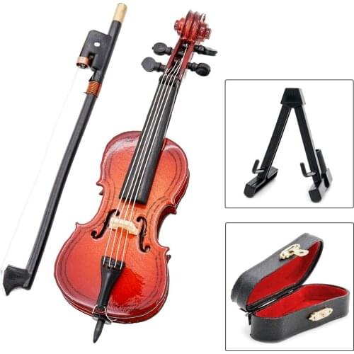 Odoria 1:12 Cello Violin with Bow, Stand & Case Wooden None Playable Musical Instrument Miniaure Dollhouse Accessories
