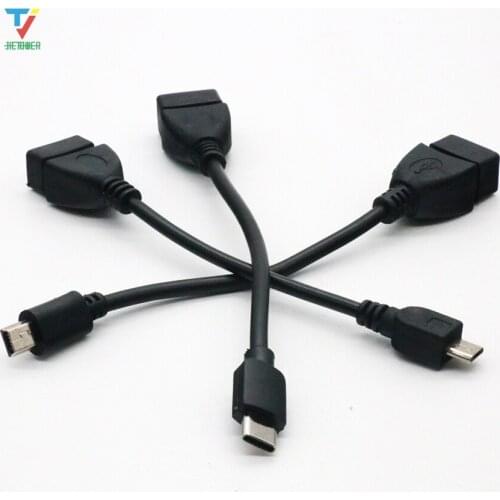 Black Micro USB/Mini USB/ Type C OTG Cable Data Transfer Micro USB Male To Female Adapter for Samsung HTC Android 500pcs/lot