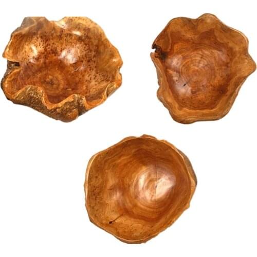 Wooden Bowl Fruit Plate Handmade Natural Wood Salad Serving Tray Sushi Snack Bread Dessert Bowls Home Decoration