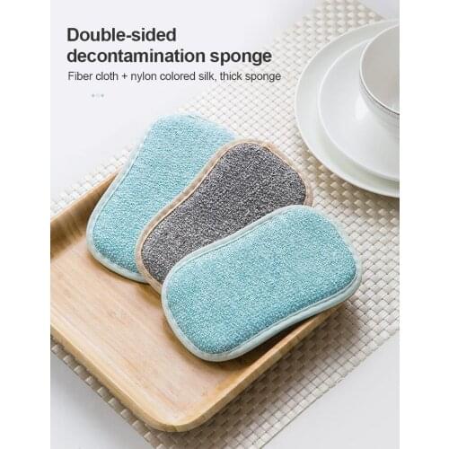 Strong Decontamination Dish Cloth Brush Bamboo Fiber Double-sided Sponge Dish Cloth Anti Grease Washing Dish Cloth Cleaning Tool