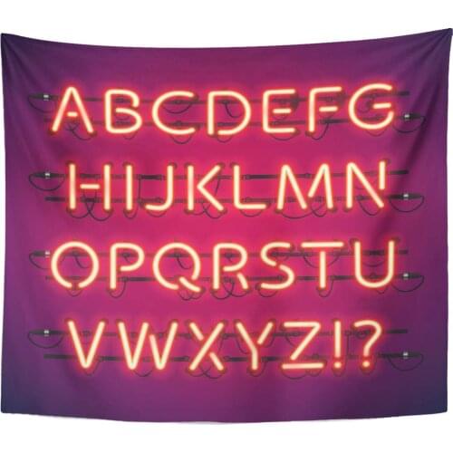 Red Letter Glowing Neon Bar Alphabet Used Pattern Brushes There are Fastening in Symbol Palette Light Tapestry Home Decor Wall