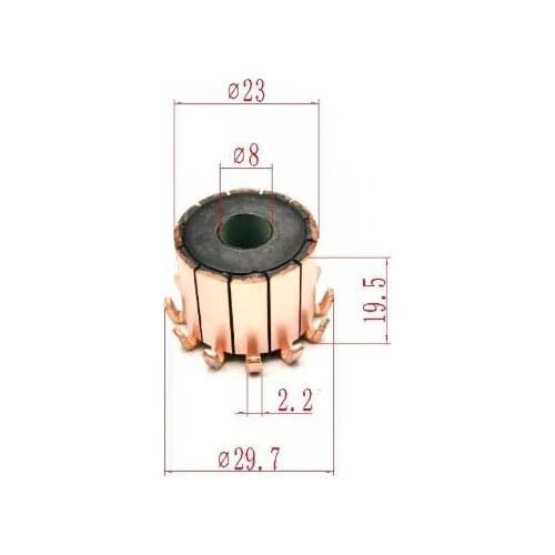 8*23*19.5mm 12P Teeth Copper Hook Type Electrical Motor Commutator CHY-1518-12 1PC
