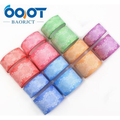 OOOT BAORJCT I-19822-1957,38mm,10yards flower Thermal transfer Printed grosgrain Ribbons,Wedding Party Decoration DIY Materials