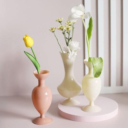Creative French Retro Jade Flower Arrangement Glass Vase Desktop Decoration Decoration
