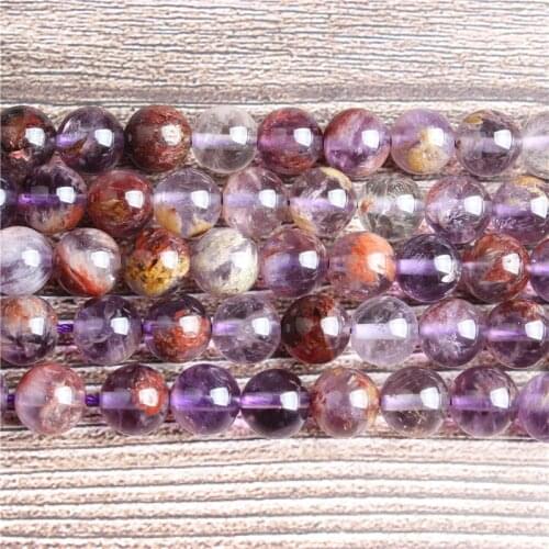 LanLi Fashion natural Jewelry purple Rutilated stones Loose Beads 6 8 10 12mm DIY bracelet necklace Accessories