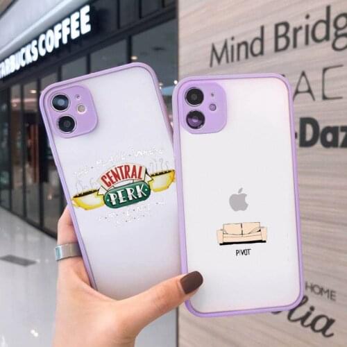 Friends TV Show Door Phone Case For iPhone 12 11 Mini Pro XR XS Max 7 8 Plus X Matte transparent Purple Back Cover