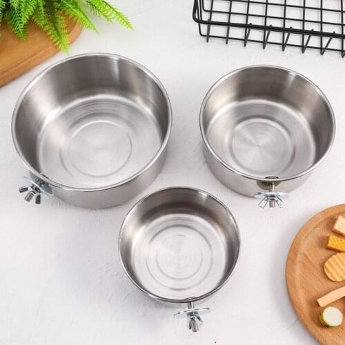 Pet Bowl Can Hang Stationary Dog Cage Bowls Stainless Steel Dog Cat Hanging Bowls Durable Puppy Kitten Feeder Water Food Bowl