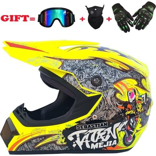 Motocycle cross country helmet four seasons male road racing cross country helmet full helmet goggle mask gloves