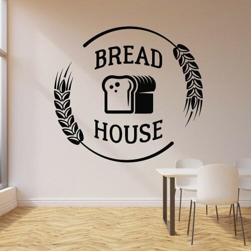 Bakehouse Wall Stickers Vinyl Wall Decal Bread Window Decals House Farinaceous Food Bakehouse Bakery Store Logo M321