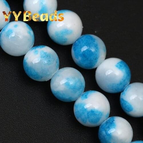 Natural Lake Blue Persian Jades Stone Beads Blue Jades 6 8 10 12mm Loose Smooth Spacer Beads For Jewelry Making Necklace Earring