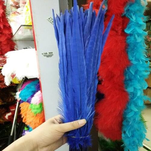 Wholesale 100pcs/lots Blue Bleached and Dyed 55-60cm/22-24inches copper chicken feather pheasant Tail feathers