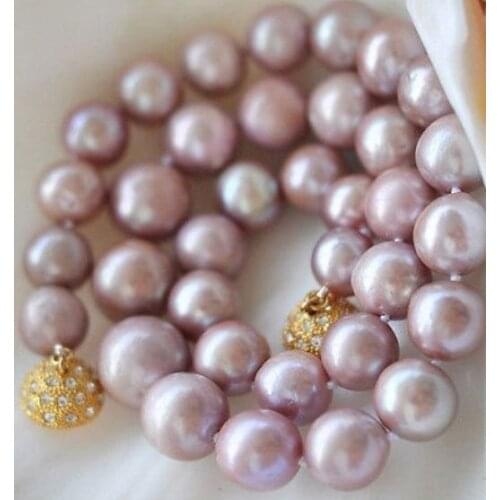 89MM Genuine Natural Lavender akoya cultured pearl necklace 17.5" GP Magnet Clasp