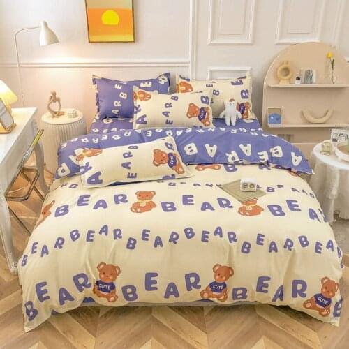 Bed Linens Cute Cartoon Animal Bear Luxury Beddings Queen King Kids Duvet Cover Set Bed Covers Sheet Pillowcase Roupa De Cama
