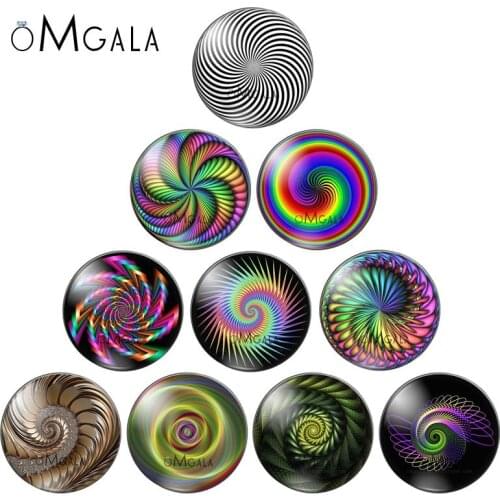 Colorful whirling Rainbow Stripe Patterns 10pcs 12mm/18mm/20mm/25mm Round photo glass cabochon demo flat back Making findings